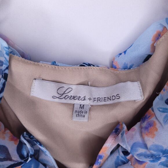 Lovers and Friends Dress Medium Baby Blue Floral Rae Mini Ruffle - Picture 7 of 9